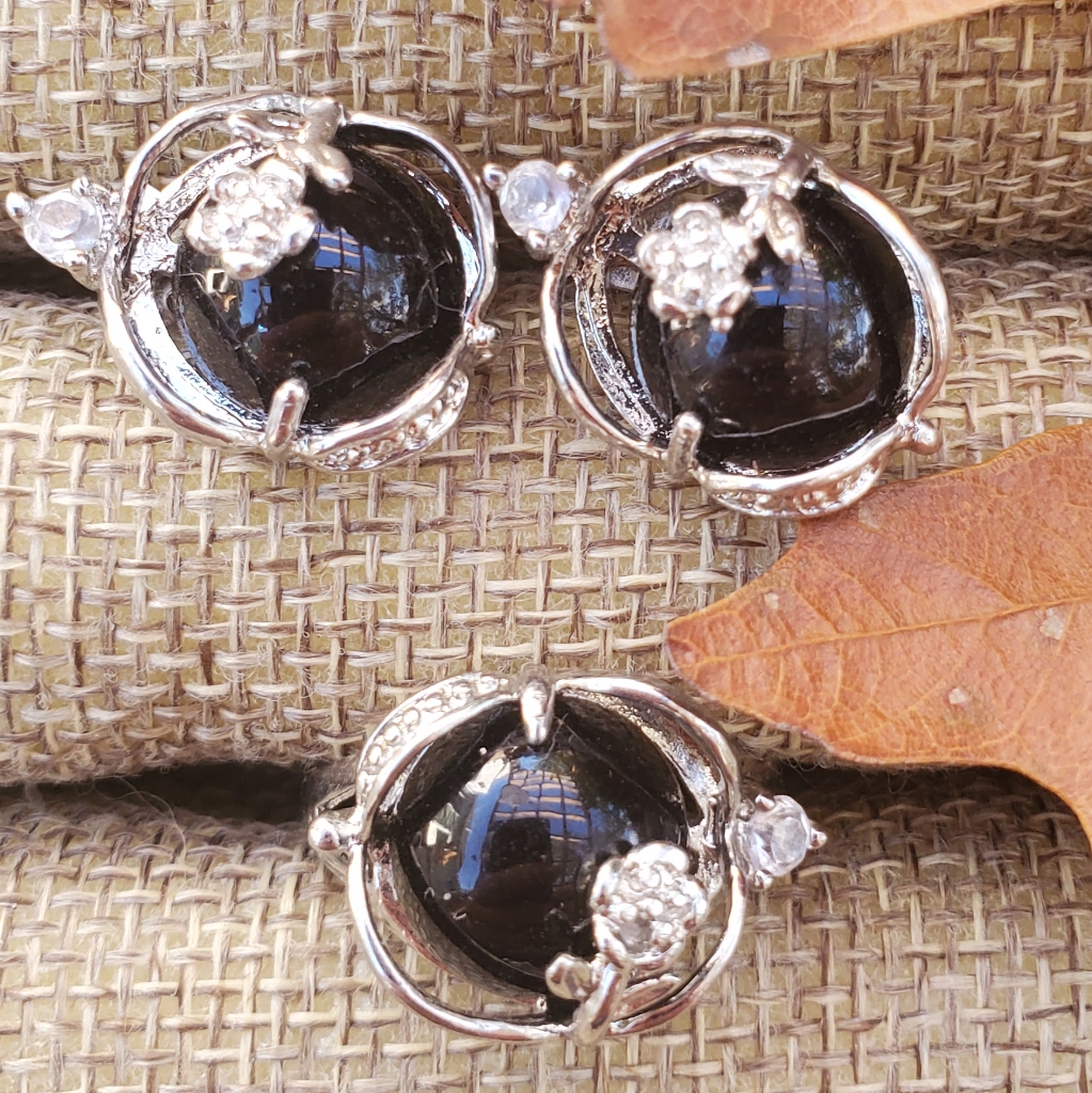 Black & Silver Ring/Earring Set